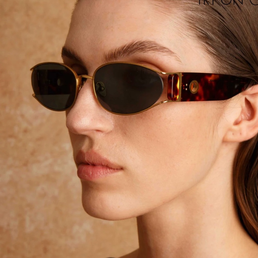 Linda Farrow Gold and black Sunglasses